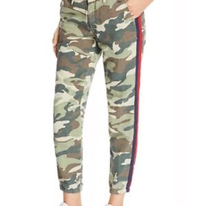 MOTHER Camouflage Pants with Red+Blue stripe